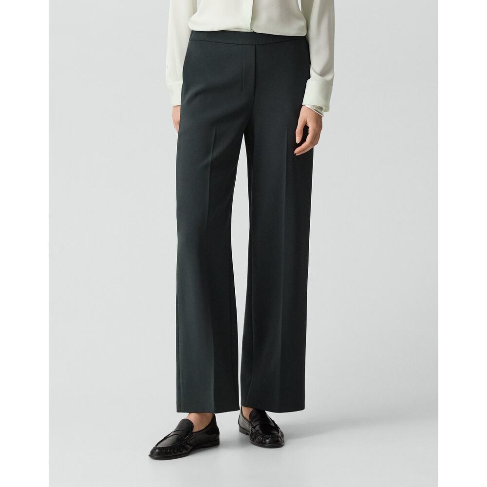 Theory Wide Leg Dress Pants Women’s Black Pockets Sz 0 Belt Loops Admiral Crepe